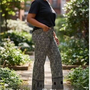 Chico’s Bold Geometric Greek Key Wide-Leg Pants - Size 12/14